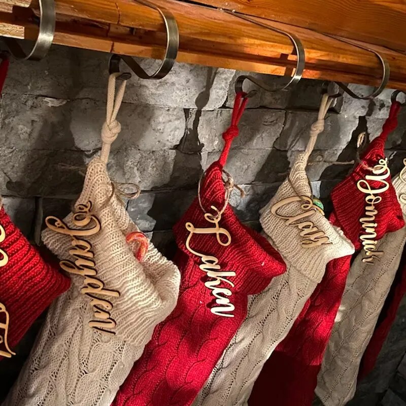Wooden Christmas Stocking Tags