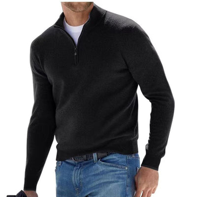 Men's Fashion Casual Long Sleeve V-neck Cashmere Zipper Top