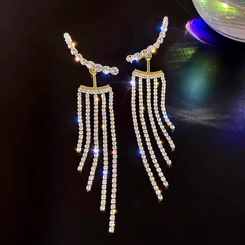 Rhinestone Tassel Earrings