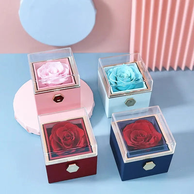 Eternal Rose Box With Engraved Heart Necklace