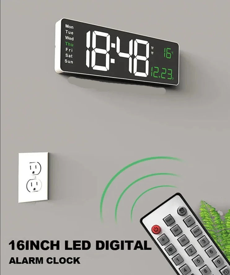 Large Digital Temperature Dual Alarm Wall Clock